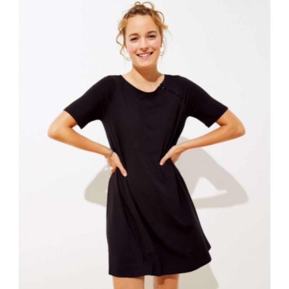 LOFT Covered Button Swing Dress (NWT)
